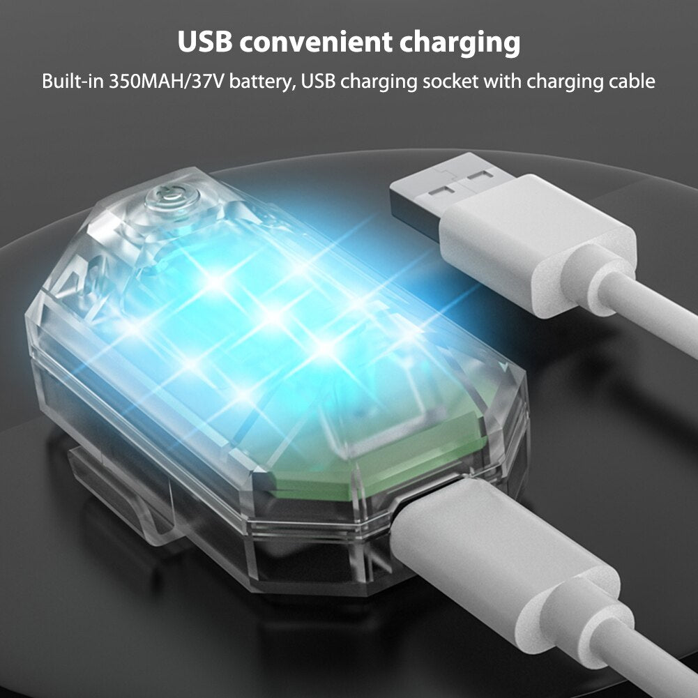 LED lamp - 7 knipper standen - 8 kleuren in één lamp - auto - motor - fietsverlichting - drone - boot - USB oplaadbaar - afstandsbediening - Waarschuwingsverlichting - Decoratie licht