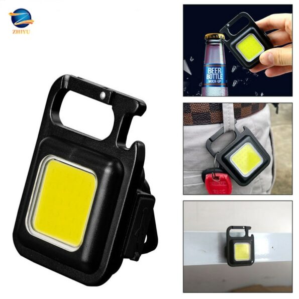 Mini LED lamp – Werklicht – Sleutelhanger – Magneet – Flesopener – Multifunctioneel – Kamperen – 4 verschillende lichtmodi – Oplaadbaar via USB – Onmisbare tool voor aan je sleutelbos of in de werkplaats