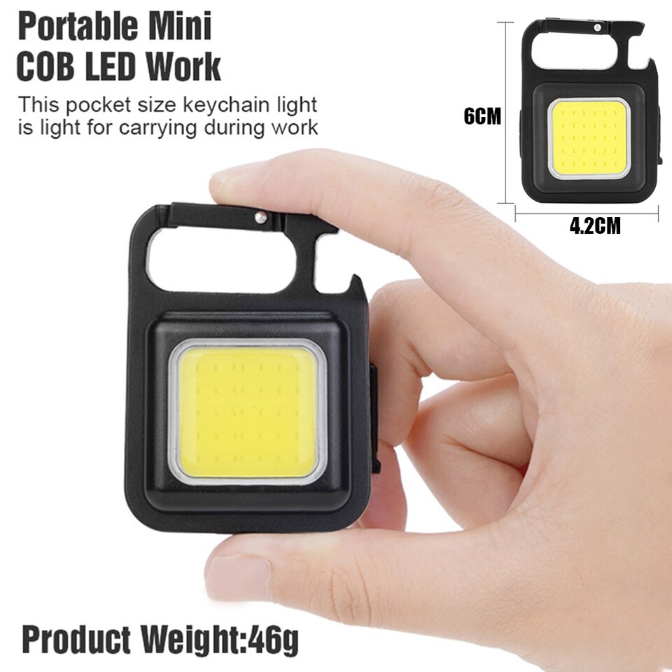 Mini LED lamp – Werklicht – Sleutelhanger – Magneet – Flesopener – Multifunctioneel – Kamperen – 4 verschillende lichtmodi – Oplaadbaar via USB – Onmisbare tool voor aan je sleutelbos of in de werkplaats