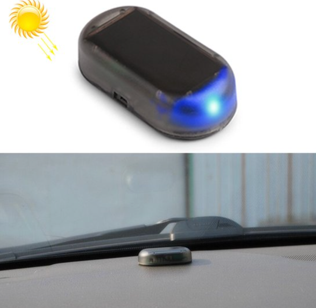 Solar powered anti diefstal led - Dummy - Alarmwaarschuwing - Knipperend - beveiligingslicht -Voorkom auto inbraak
