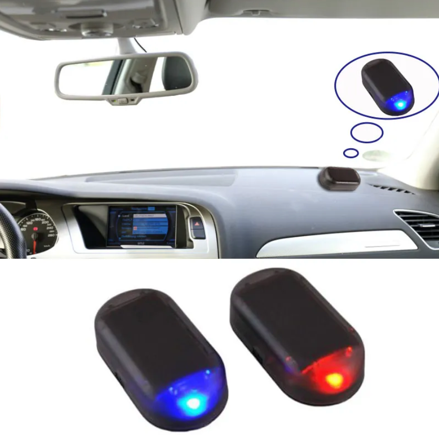 Solar powered anti diefstal led - Dummy - Alarmwaarschuwing - Knipperend - beveiligingslicht -Voorkom auto inbraak