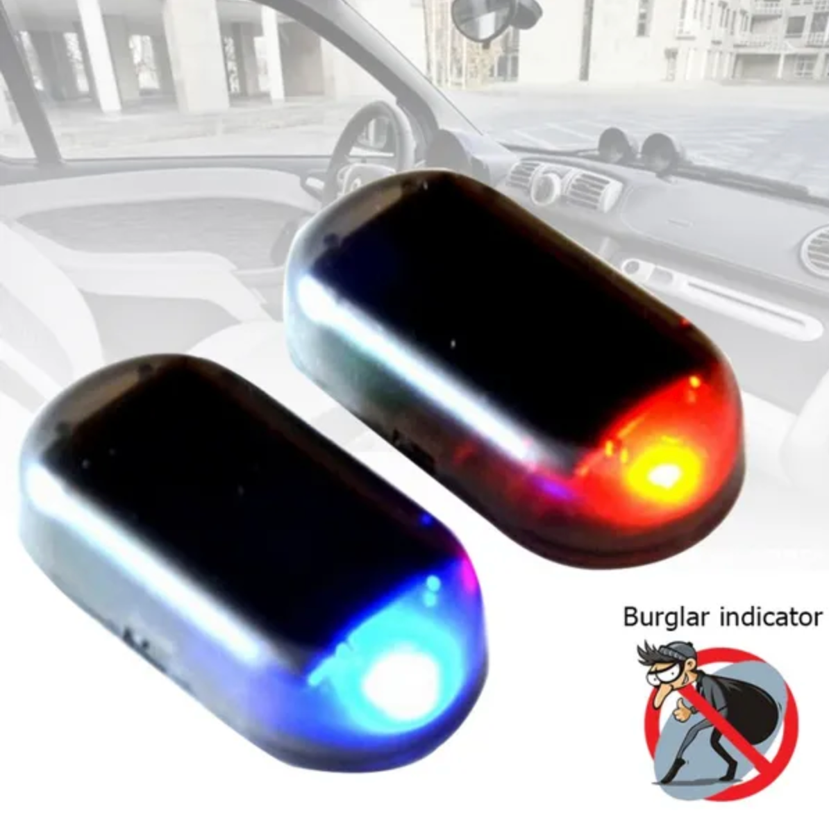 Solar powered anti diefstal led - Dummy - Alarmwaarschuwing - Knipperend - beveiligingslicht -Voorkom auto inbraak