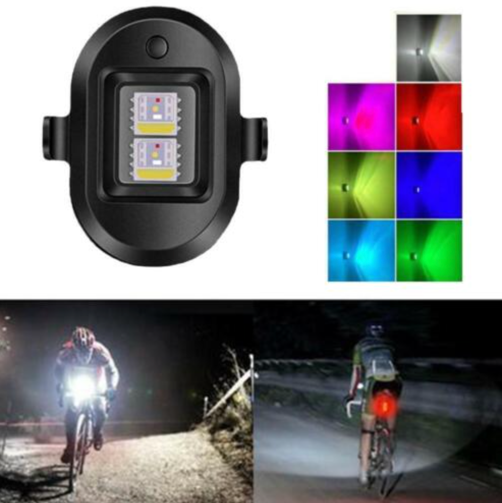 LED lamp - 7 knipper standen - 8 kleuren in één lamp - auto - motor - fietsverlichting - drone - boot - USB oplaadbaar - afstandsbediening - Waarschuwingsverlichting - Decoratie licht