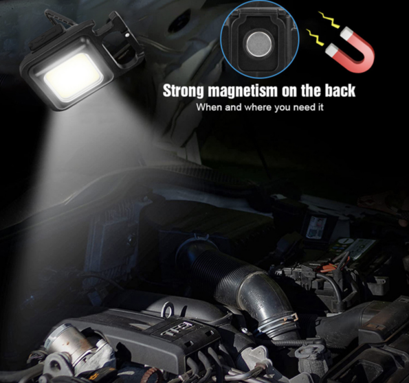 Mini LED lamp – Werklicht – Sleutelhanger – Magneet – Flesopener – Multifunctioneel – Kamperen – 4 verschillende lichtmodi – Oplaadbaar via USB – Onmisbare tool voor aan je sleutelbos of in de werkplaats