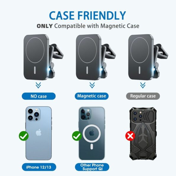 Draadloos laadstation voor in de auto - 15W snellader - iPhone 12 13 14 met magneet - draadloos uw smartphone opladen in elke auto